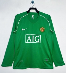 Retro Version 07-08 Manchester United Goalkeeper Green LS Thailand Soccer Jersey-811
