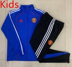 2025-2026 Retro version  Manchester United Blue Kids/Youth Soccer Jacket Uniform-815