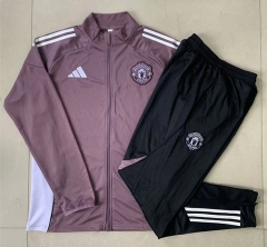 2025-26 Manchester United Grey Purple Thailand Soccer Jacket Uniform-815