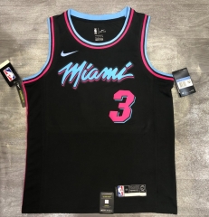 2020-2021 NBA Miami Heat Black Round collar #3 Jersey-311