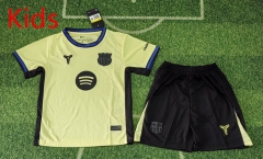 2025-2026 Barcelona Away Yellow  Kids/Youth Soccer Uniform-8679
