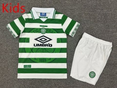 Retro Version 97-99 Celtic White&Green Kids/Youth Soccer Unifrom-7809