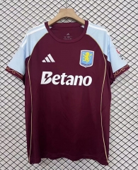 (S-4XL)with ads 2025-26 Aston Villa Home Red Thailand Soccer Jersey AAA-2044