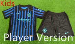 Player Version 2025-26 Inter Milan Home Blue&Black Kids/Youth Soccer Uniform-9926