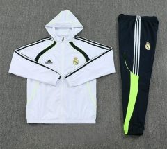 25-26 Real Madrid White Hooded Thailand Trench Coat Suit-7411