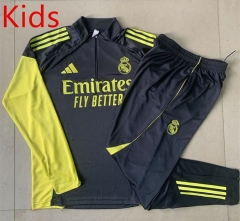 2025-26 Real Madrid Dark Black Kids/Youth Soccer Tracksuit-815