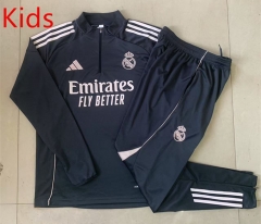 2025-26 Real Madrid  Dark Grey Kids/Youth Soccer Tracksuit-815