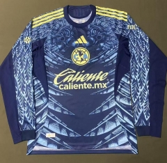 (S-4XL) 25-26 Club America Away Blue LS Thailand Soccer Jersey AAA-4442