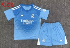 2025-2026 Real Madrid Goalkeeper Blue Kids/Youth Soccer Uniform-2353