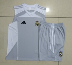25-26 Real Madrid Grey&White Thailand Soccer Vest Tracksuit-815
