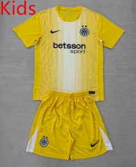 25-26 Inter Milan  Goalkeeper Yellow Kids/Youth Soccer Uniform-AY
