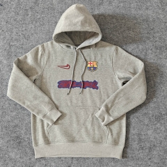 Barcelona Home Grey Thailand Soccer Tracksuit With Hat-LH