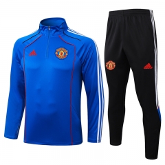2025-2026 Retro version  Manchester United Blue Thailand Soccer Tracksuit-815