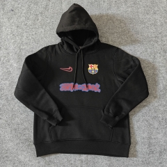 Barcelona Home Black Thailand Soccer Tracksuit With Hat-LH