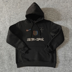 Joint Model Barcelona Black Thailand Soccer Tracksuit With Hat-LH