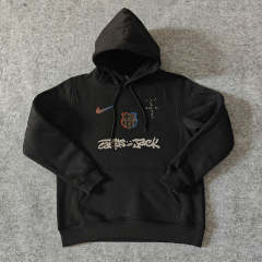 Joint Model Barcelona Black Thailand Soccer Tracksuit With Hat-LH