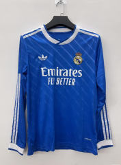 2025-2026 Real Madrid Away Blue LS Thailand Soccer Jersey AAA-8430