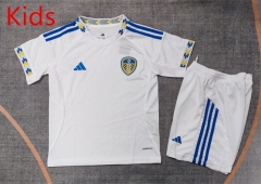 2025-26 Leeds United Home White Kids/Youth Soccer Uniform-9484