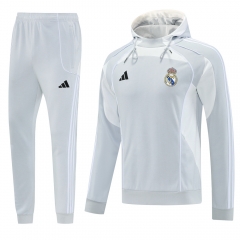 2025-26 Real Madrid Light Grey  Thailand Soccer Tracksuit With Hat-LH
