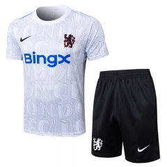 25-26 Chelsea White Thailand Short-sleeve Soccer Tracksuit-815