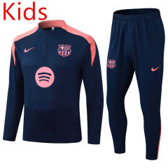 2025-26 Barcelona Royal Blue Kid-Youth Soccer Tracksuit -411