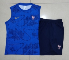 2025-26France Blue Vest-sleeved Thailand Soccer Tracksuit-815