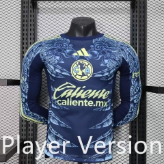 Player Version 25-26 Club America Away Blue LS Thailand Soccer Jersey AAA-888