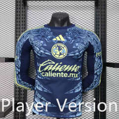 Player Version 25-26 Club America Away Blue LS Thailand Soccer Jersey AAA-888