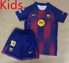 #10   LAMINE YAMAL (With name and number) 25-26 Barcelona Home Red&Blue Kids/Youth Soccer Uniform-6486