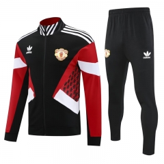 Retro version Manchester United Black&Red Thailand Soccer Jacket Uniform-4627