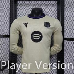 Player Version 25-26 Barcelona Away Light Yellow Thailand LS Soccer Jersey AAA-888