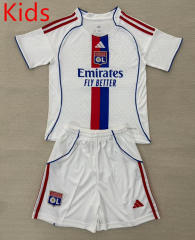 2025-26 Olympique Lyonnais Home  White Kids/Youth Soccer Unifrom-AY