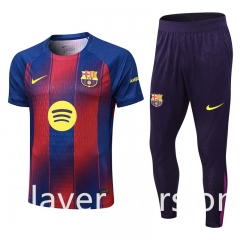 Player Version (with chest ad) 25-26 Barcelona Red and Blue Short-sleeved Thailand Soccer Tracksuit-9926