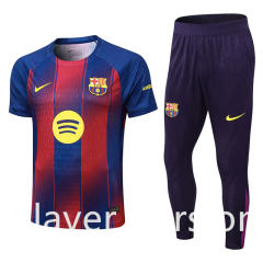 Player Version (with chest ad) 25-26 Barcelona Red and Blue Short-sleeved Thailand Soccer Tracksuit-9926