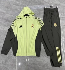 25-26 Real Madrid Green Hooded Thailand Trench Coat Suit-7411