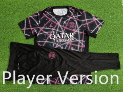 Player Version 25-26 Paris SG Black&Pink Short-sleeve Thailand Soccer Tracksuit -9926