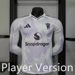 Player Version 25-26 Manchester United  Away White&Purple LS Thailand Soccer Jersey-888