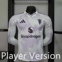 Player Version 25-26 Manchester United  Away White&Purple LS Thailand Soccer Jersey-888