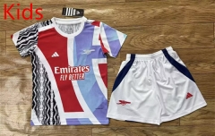25-26 Arsenal Red&White&Blue Kids/Youth Soccer Uniform-4130