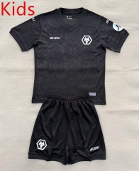 25-26 Wolverhampton Wanderers Goalkeeper Black Kid/Youth Soccer Uniform-AY