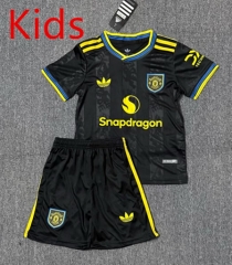 2025-26 Manchester United 2nd Away Black Kids/Youth Soccer Uniform-4247