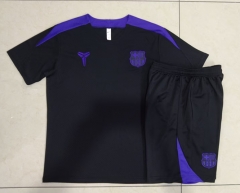 2025-26 Barcelona Black Short-sleeved Thailand Soccer Tracksuit-815