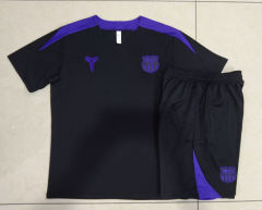 2025-26 Barcelona Black Short-sleeved Thailand Soccer Tracksuit-815