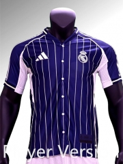 (S-3XL) Player Version 25-26 Real Madrid Blue Thailand Baseball Jersey AAA-9753