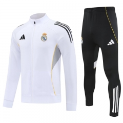 2025-2026 Real Madrid White Thailand Soccer Jacket Uniform(Black pants)-4627