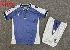 25-26 Real Sociedad Away Blue Kids/Youth Soccer Uniform-7809