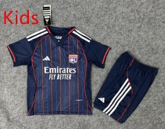 25-26 Olympique Lyonnais Away Royal Blue Kids/Youth Soccer Unifrom-6748