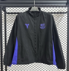 2025-26 Barcelona Black Single-sided Embroidered Soccer Trench Coat-GB