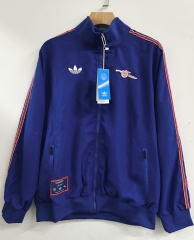 Retro Version Thick Arsenal Blue Embroidered Full Rainproof Thailand Soccer Trench Coat-8268