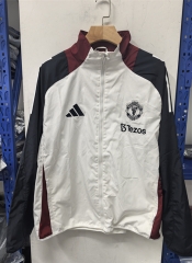 Retro version Manchester United White Thailand Soccer Trench Coat-8268